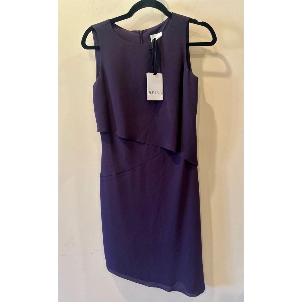 Reiss Aya NWT Asymmetric Dress Amethyst Purple Sleeveless Sheath Szโ 0 MSRP $320